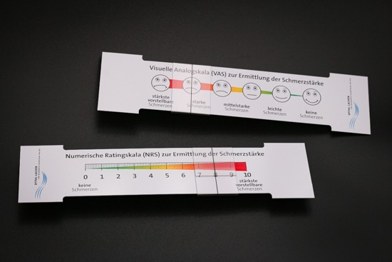 Schmerzschieber mit visueller und numerischer Skala