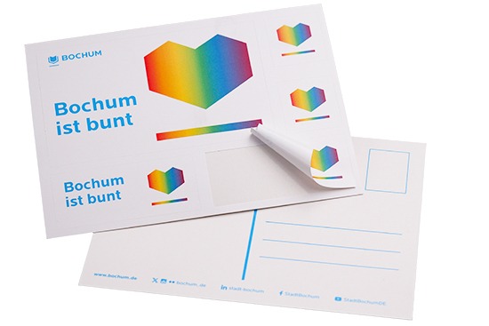 Postkartenaufkleber mit acht angestanzten Aufklebern